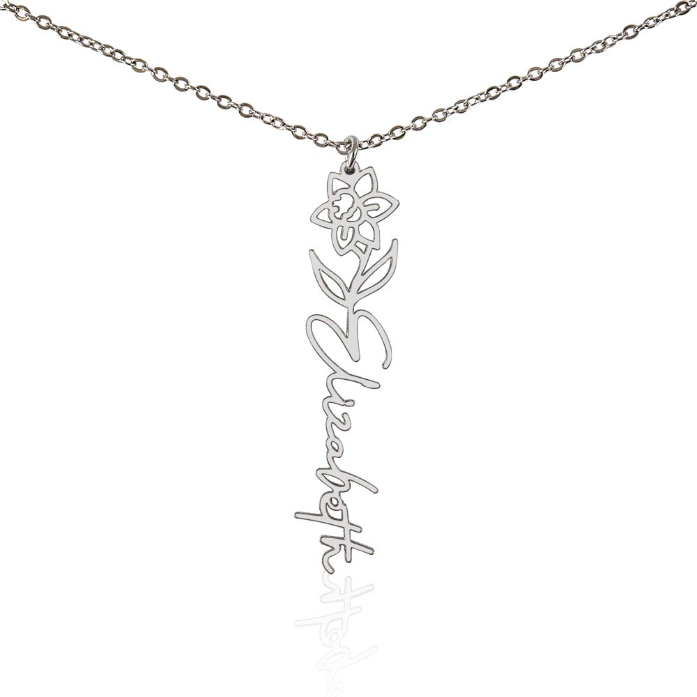 Birth Flower Name Necklace