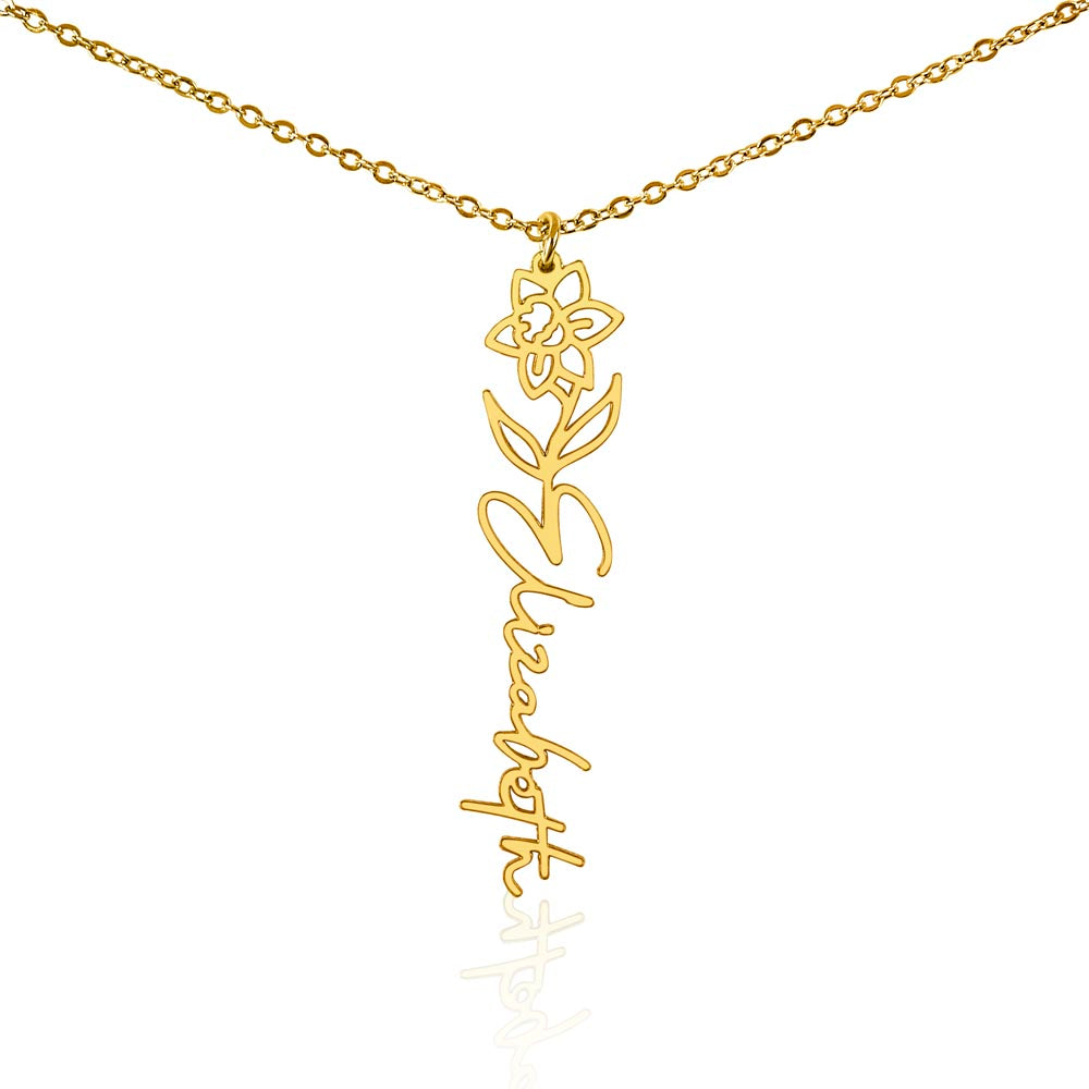 Birth Flower Name Necklace