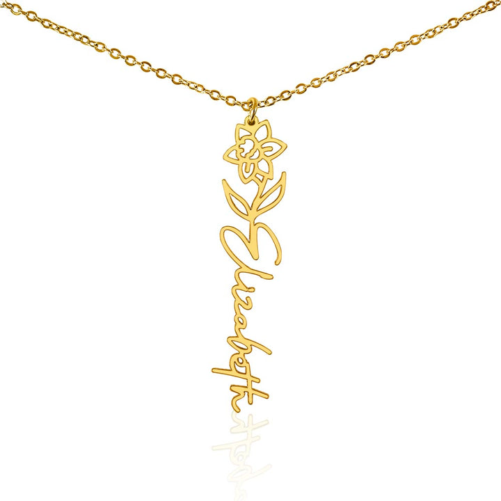 Birth Flower Name Necklace