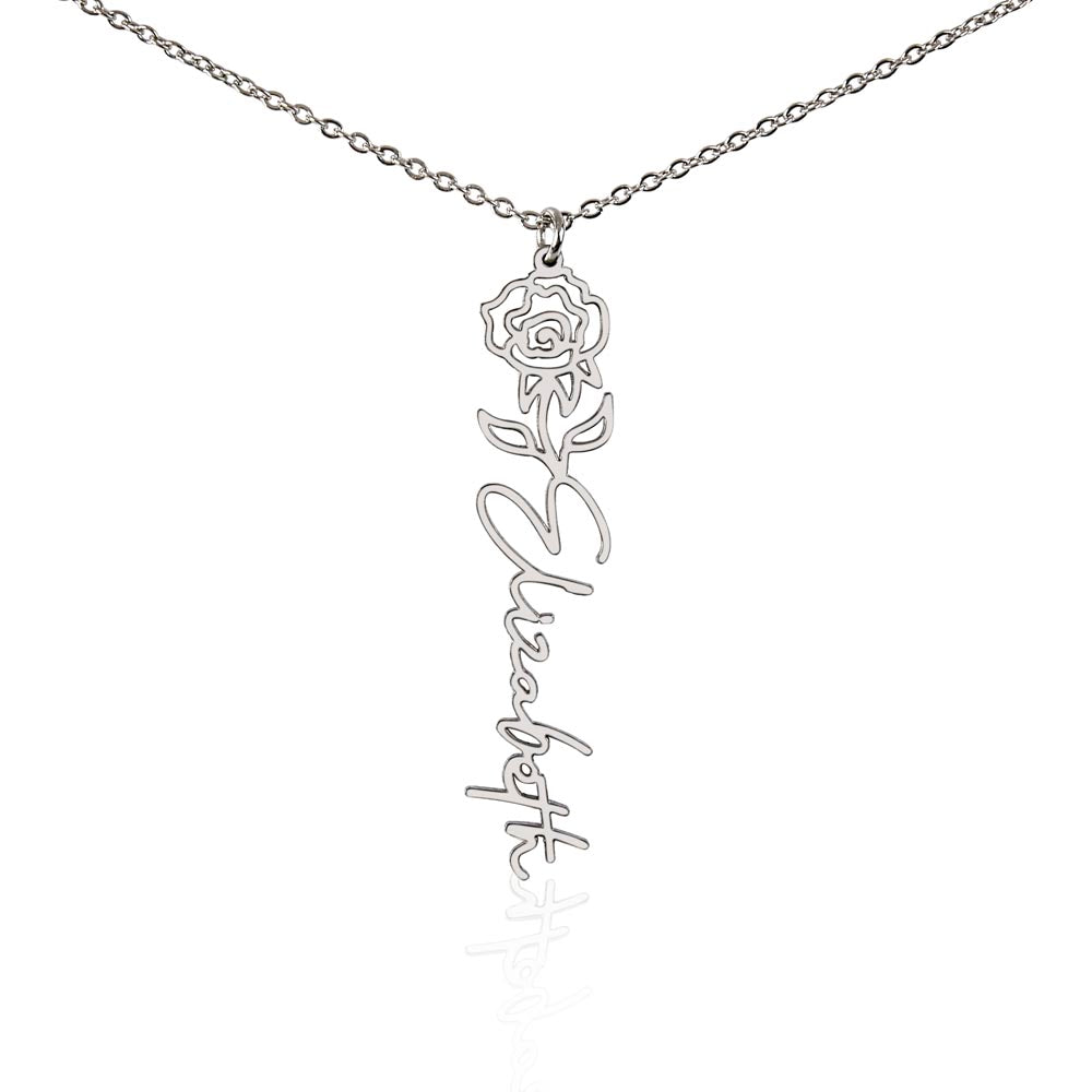 Birth Flower Name Necklace