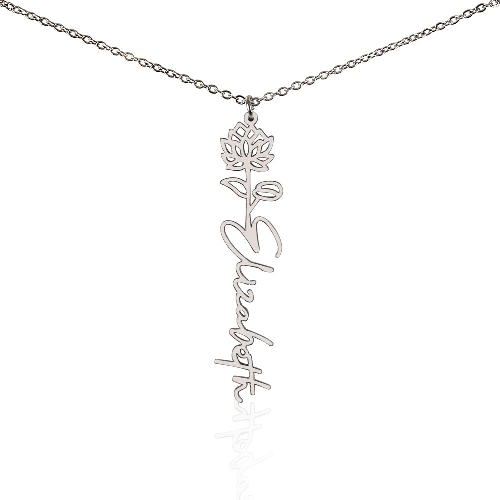 Birth Flower Name Necklace