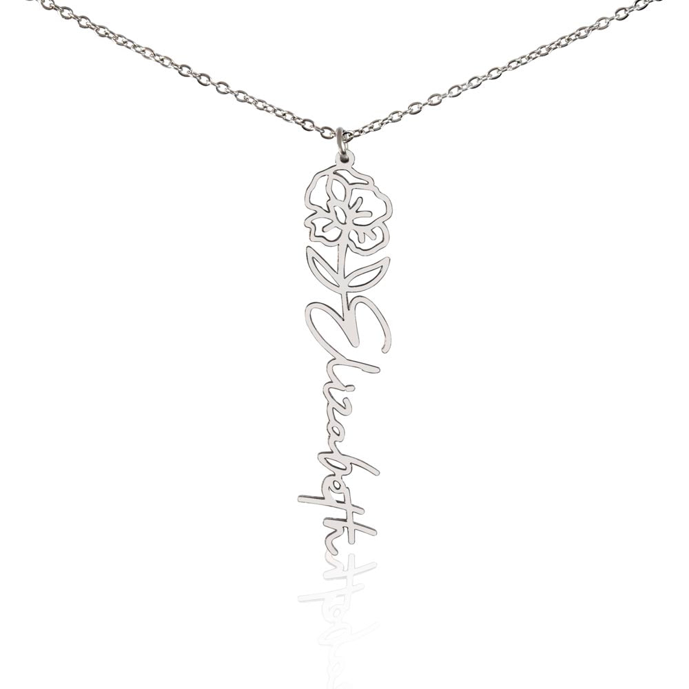 Birth Flower Name Necklace