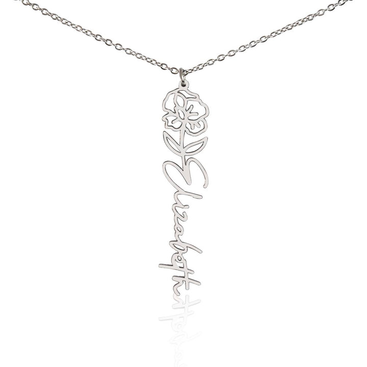 Birth Flower Name Necklace