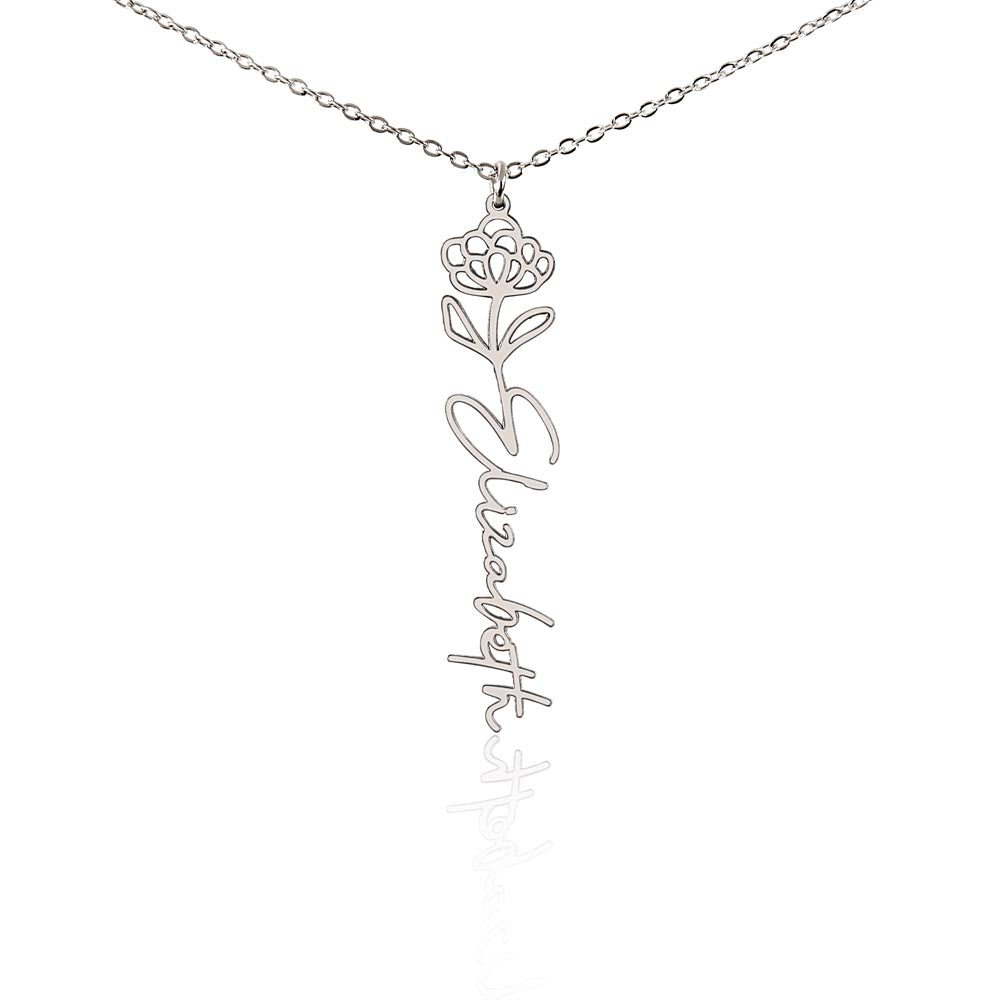 Birth Flower Name Necklace