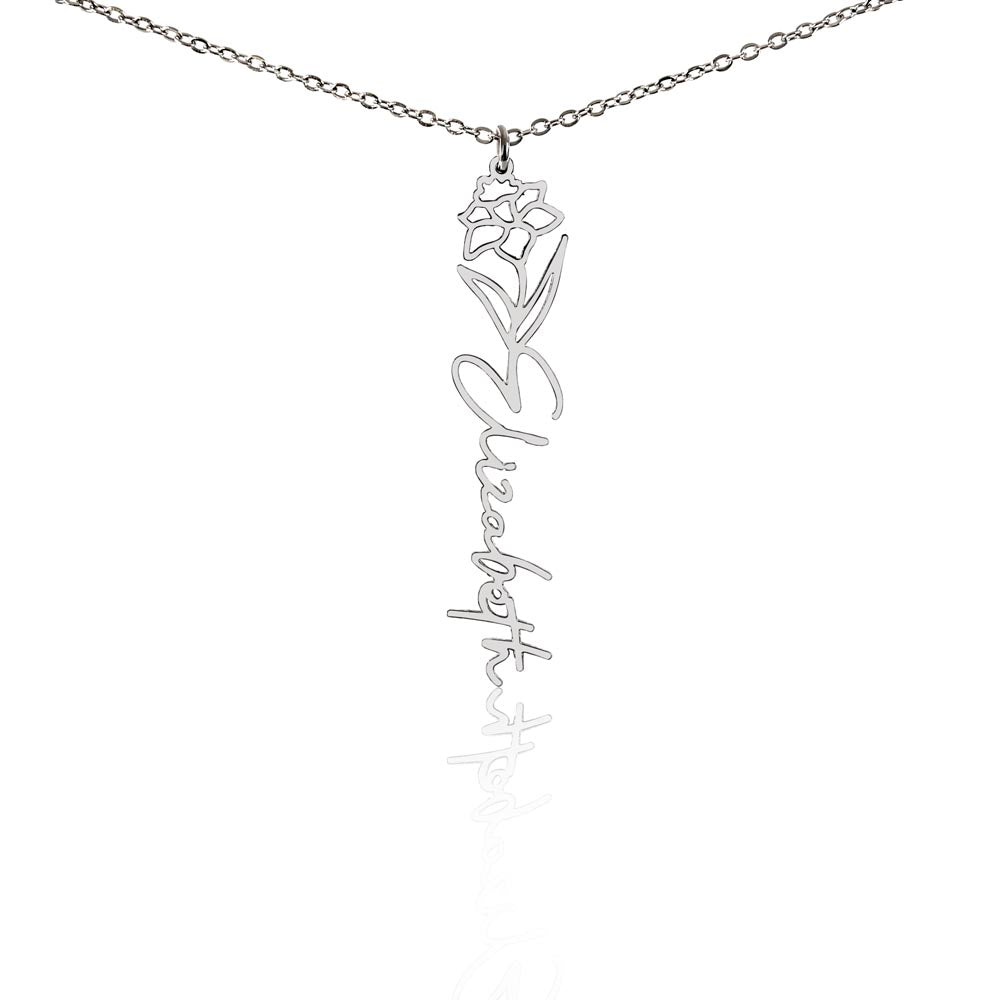 Birth Flower Name Necklace