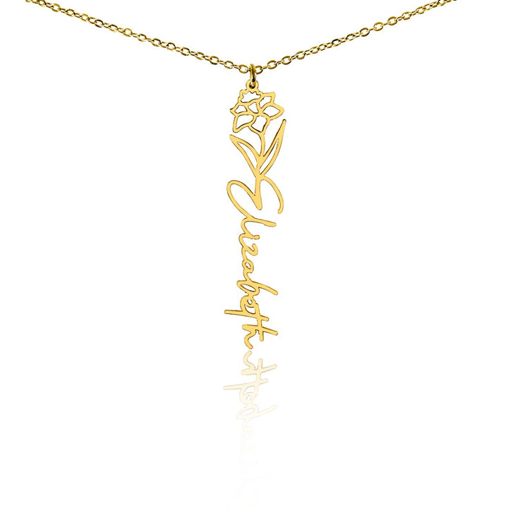 Birth Flower Name Necklace